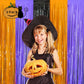 LOLStar Halloween Orange Purple Black Foil Fringe Curtains 3 Pack