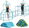 FUNbelievable! 132 Piece Fort Building Kit - Indoor Play Engineering Set with Connecting Sticks & Balls - Creative STEM Building Toys for Kids Play