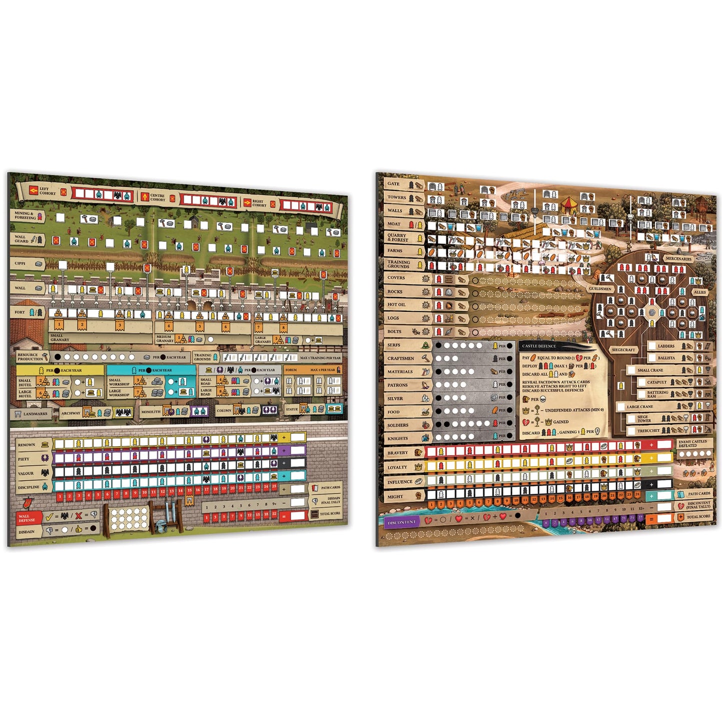 Renegade Games: Hadrian’s Wall & The Anarchy - Dry Erase Boards - 4 Double-Side Reusable Boards, Strategy Euro Game Accessory Pack, Garphill Games