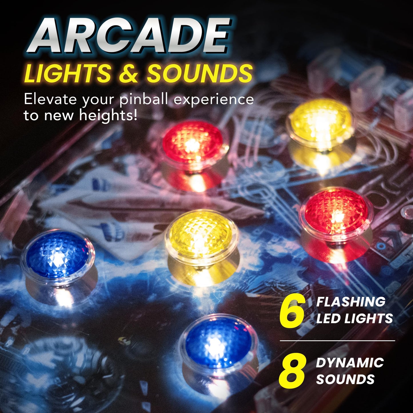 New Era Pinball Game Black - Interactive Tabletop or Floor Arcade Pinball Machine for Kids & Adults - LED Scoring, Lights & Sounds, Fast & Fun 3-Ball