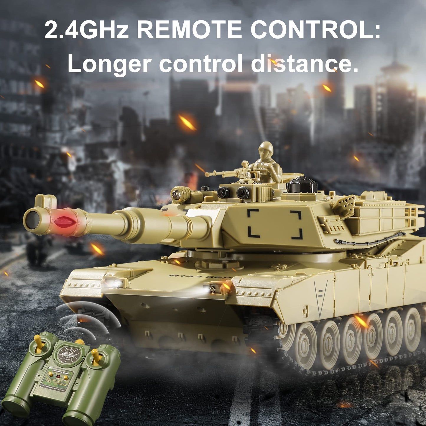 Bvrorere RC Tank US M1A2 Abrams Remote Control Military Tank Toy