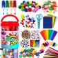 FUNZBO Arts and Crafts Supplies for Kids - Toddlers Craft Kit with Glitter Glue Stick, Pipe Cleaners, Pom Poms, Popsicle Sticks Tools, DIY School