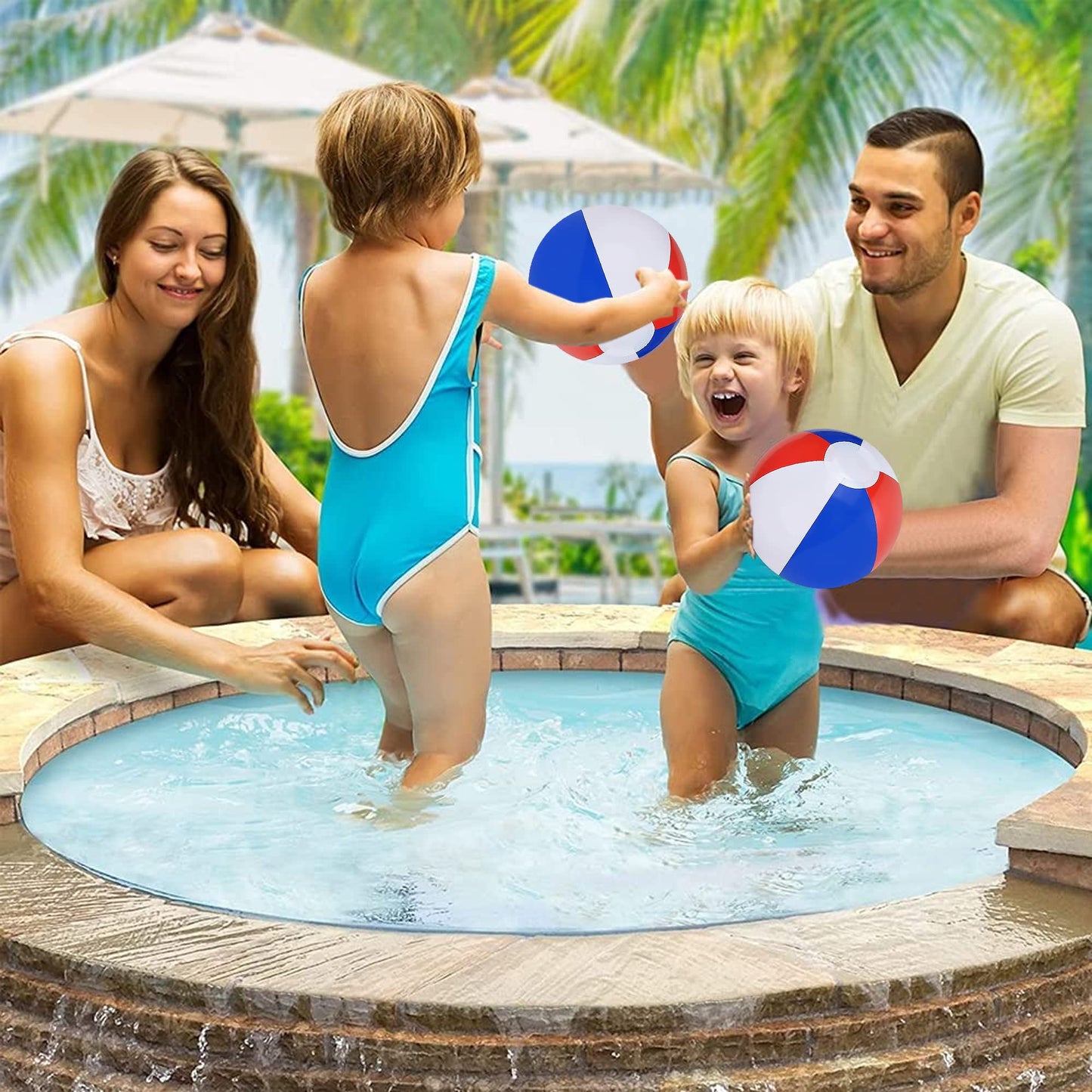 ArtCreativity 12 Pack 8" Patriotic Beach Balls for Kids, Inflatable Summer Toys for Boys and Girls, Red White and Blue Balls, July 4th Pool Party
