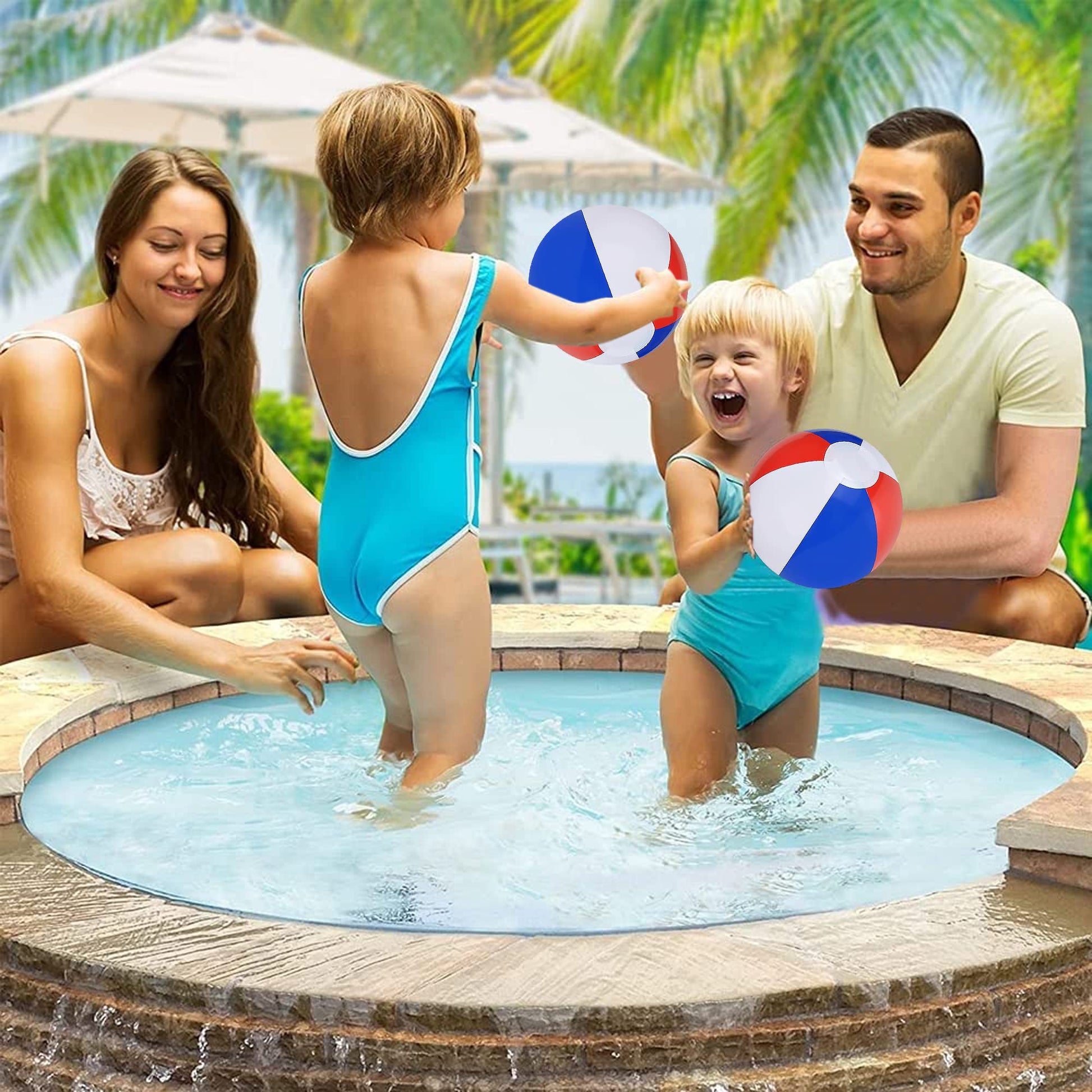 ArtCreativity 12 Pack 8" Patriotic Beach Balls for Kids, Inflatable Summer Toys for Boys and Girls, Red White and Blue Balls, July 4th Pool Party