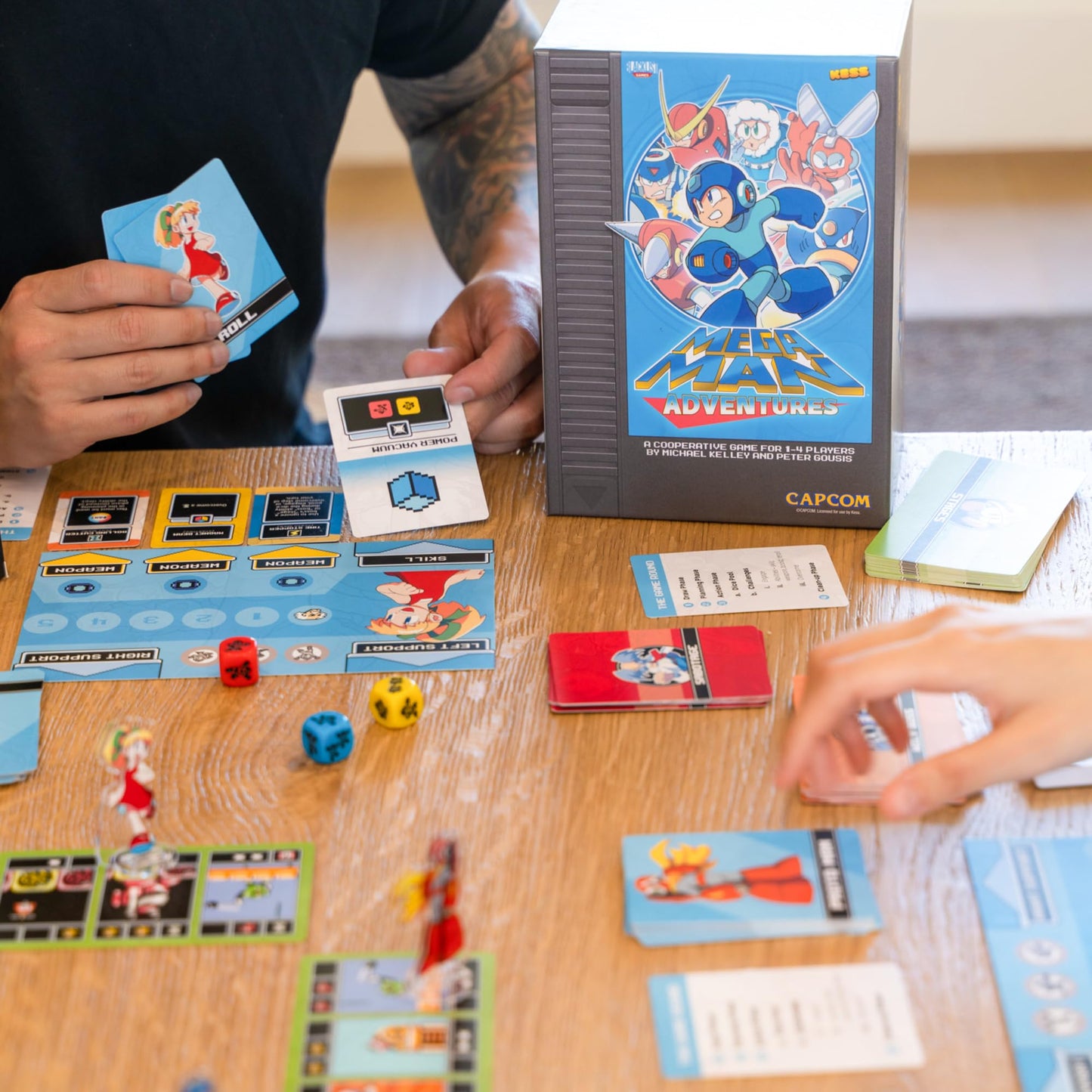 KESS: Mega Man: Adventures - Battle Board Game, Card & Dice Management, Iconic Boss Fights, Cooperative Robot Blasting Action, Ages 14+, 1-4 Players
