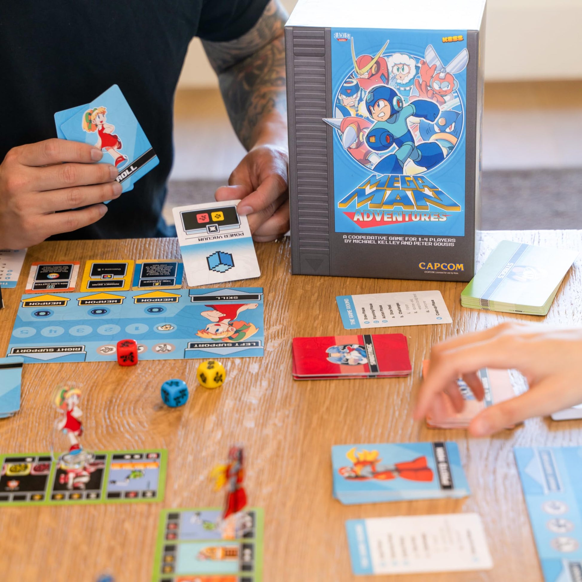 KESS: Mega Man: Adventures - Battle Board Game, Card & Dice Management, Iconic Boss Fights, Cooperative Robot Blasting Action, Ages 14+, 1-4 Players