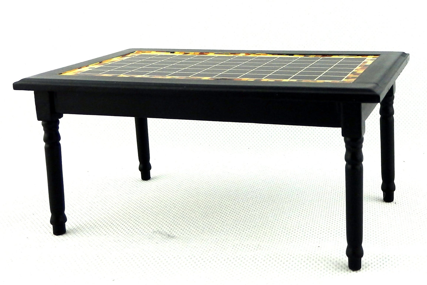 Melody Jane Dolls Houses Black Inlay Design Table Miniature Kitchen Dining Room Furniture