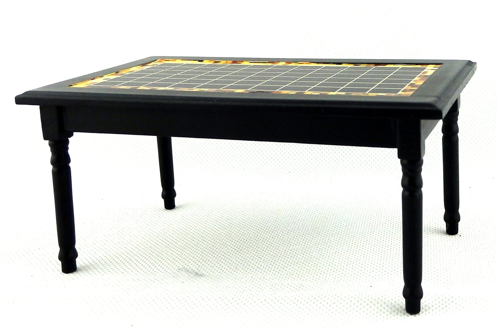 Melody Jane Dolls Houses Black Inlay Design Table Miniature Kitchen Dining Room Furniture