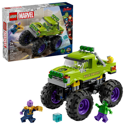 LEGO Marvel The Hulk Truck vs. Thanos - Monster Truck Building Toy for Kids 7+ - Includes Hulk & Thanos Toy Minifigures - Creative Birthday Gift Idea