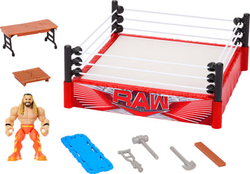 Mattel WWE Knuckle Crunchers Rebound Ring Playset, Includes 2.5-inch Seth Rollins Action Figure with Crunching Joints, Accessories & Flex Mat
