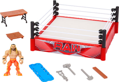 Mattel WWE Knuckle Crunchers Rebound Ring Playset, Includes 2.5-inch Seth Rollins Action Figure with Crunching Joints, Accessories & Flex Mat