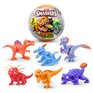 Smashers Dino vs Aliens Planet 2 Pack by ZURU - Smashable Capsule Toy with Dino & Alien Figures, 5 Surprises Inside, Collectible Novelty Toy for Kids