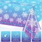 JQSSHXB 3Pcs Winter Snowflake Tablecloth, Frozen Wonderland Plastic Table Cloth, Blue and Purple Snowflake Winter Wonderland Disposable Table Cover