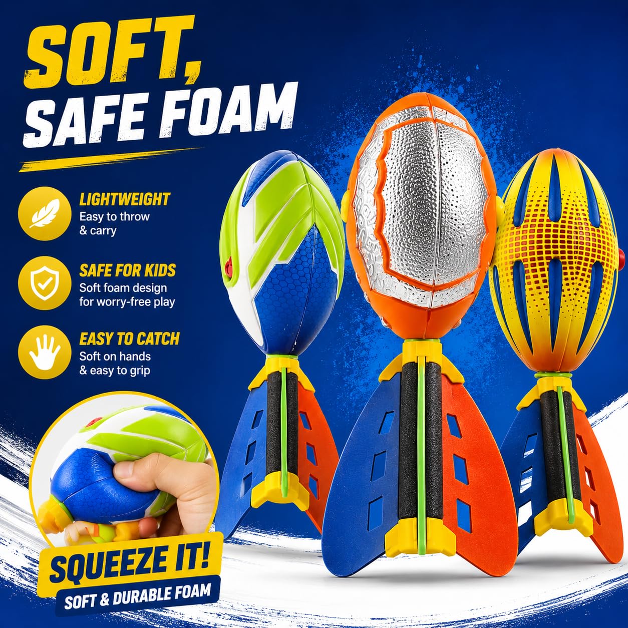 Liberty Imports 3-Pack Whistling Foam Football with Tail, Kids Outdoor Toy