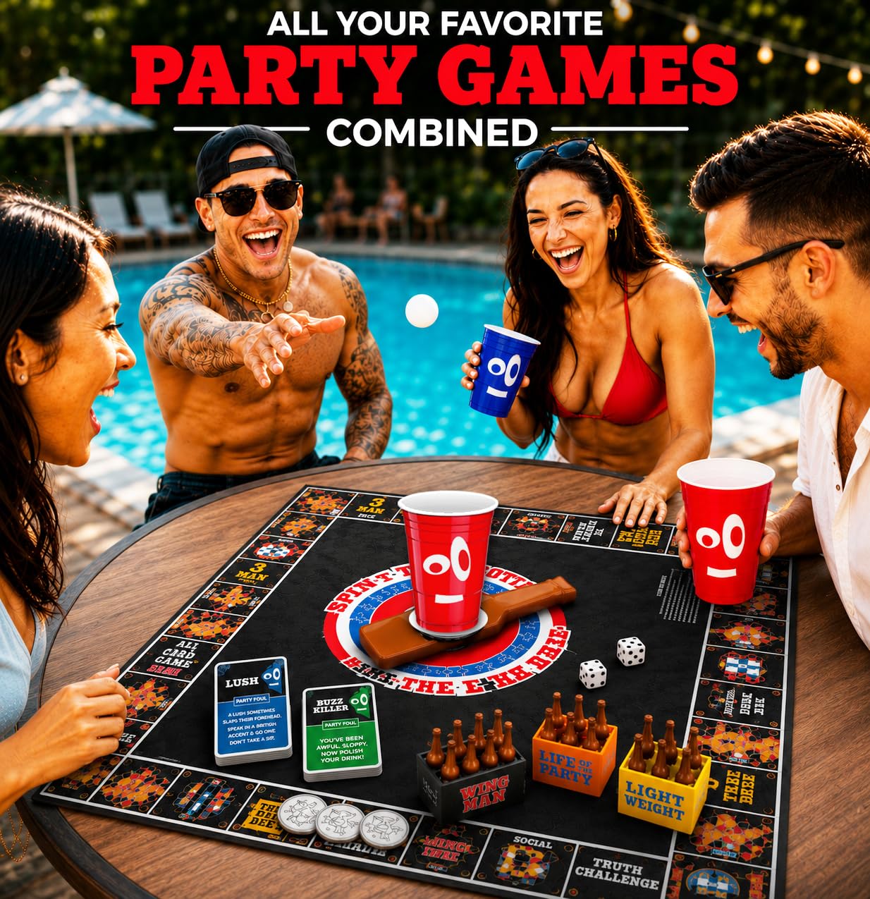 DRINK-A-PALOOZA: The Monopoly of Drinking Game | The Party Board Game that Combines Beer Pong, Flip Cup, Kings Cup, Drinking Card Games & More Fun