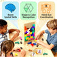Wooden Block Puzzle Montessori Toys, Colorful Stacking Game Brain Teaser Puzzles for Toddlers and Kids with 20 Cards, Educational Wooden Toy Gifts