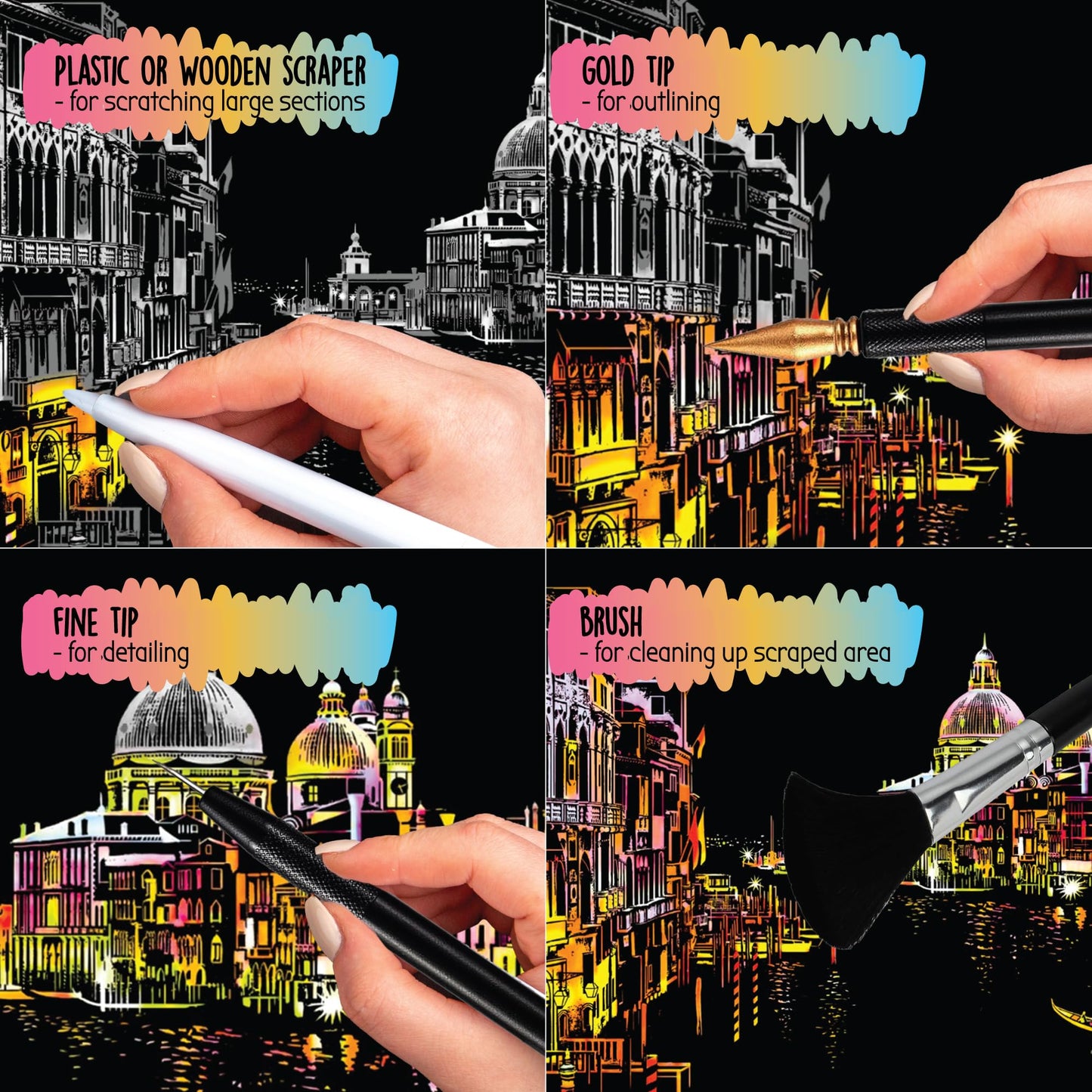Scratch Art Book for Adults - Colorful City Series