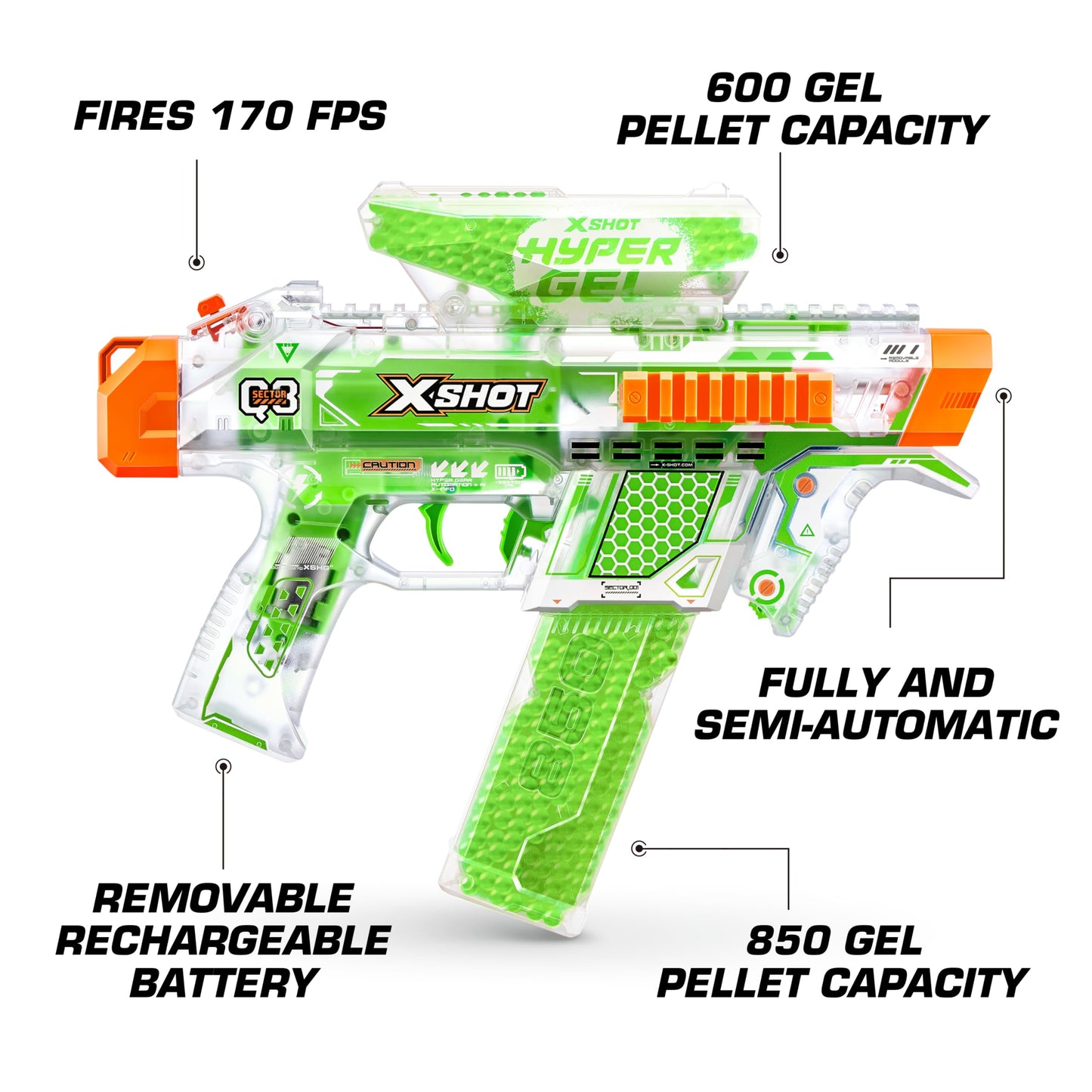 XSHOT Hyper Glow NightStrike Blaster (5,000) Pellets by ZURU, Motorized Blaster Outdoor Toy for Boys and Girls, Teens and Adults Aged 14+