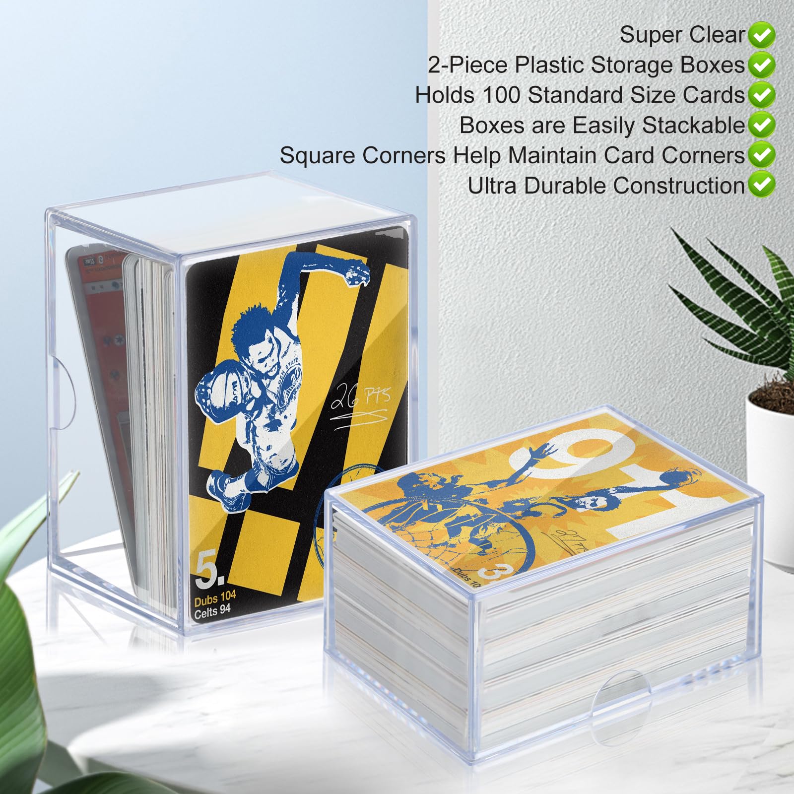 RIXUGIT 10-Pack 100-Count Deck-Case Card-Box - 2 Piece Trading Card Storage Box, Trading Deck Boxes, Clear Case Collection Storage Box for Gaming