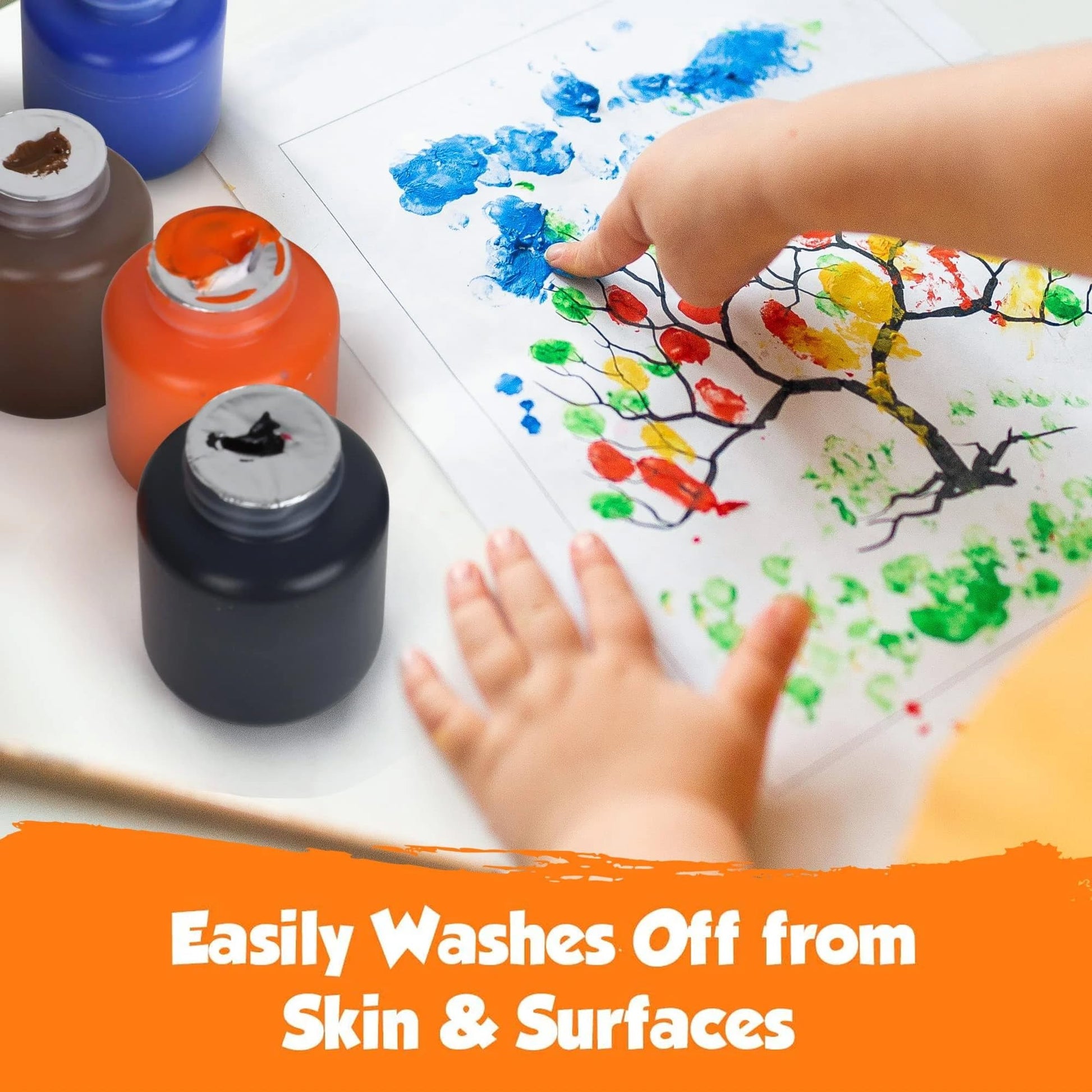 EXTRIC Washable Paint for Kids 6 PK Tempera Finger Paints 2oz Bottles