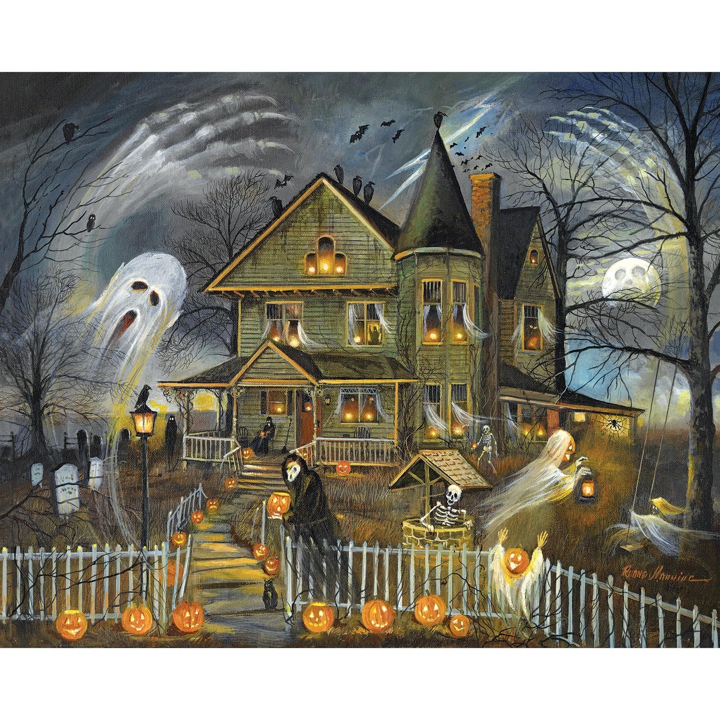 Bits and Pieces 4 Jigsaw Puzzle Set 500 Piece Puzzles for Adults, 4-in-1 Halloween Puzzles Set - Large 16" x 20" Jigsaw Puzzles 500 Pieces - Haunted