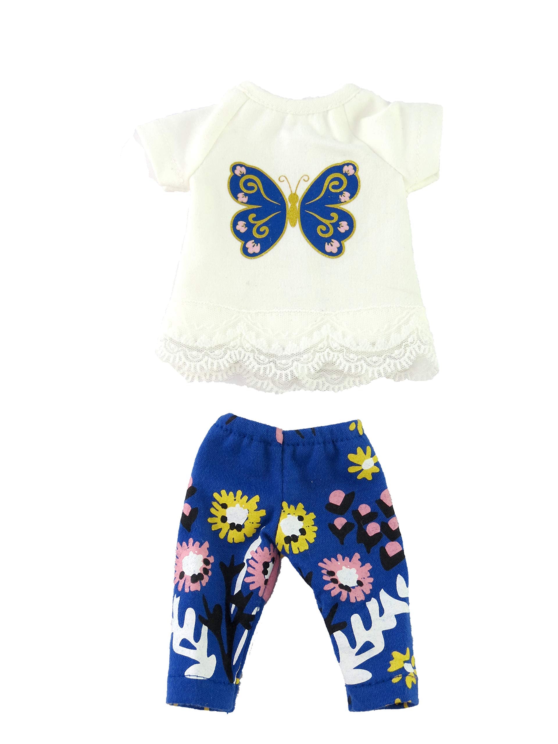 American Fashion World Butterfly Pants Set for 14-Inch Dolls | Premium Quality & Trendy Design | Dolls Clothes | Outfit Fashions for Dolls for Popular
