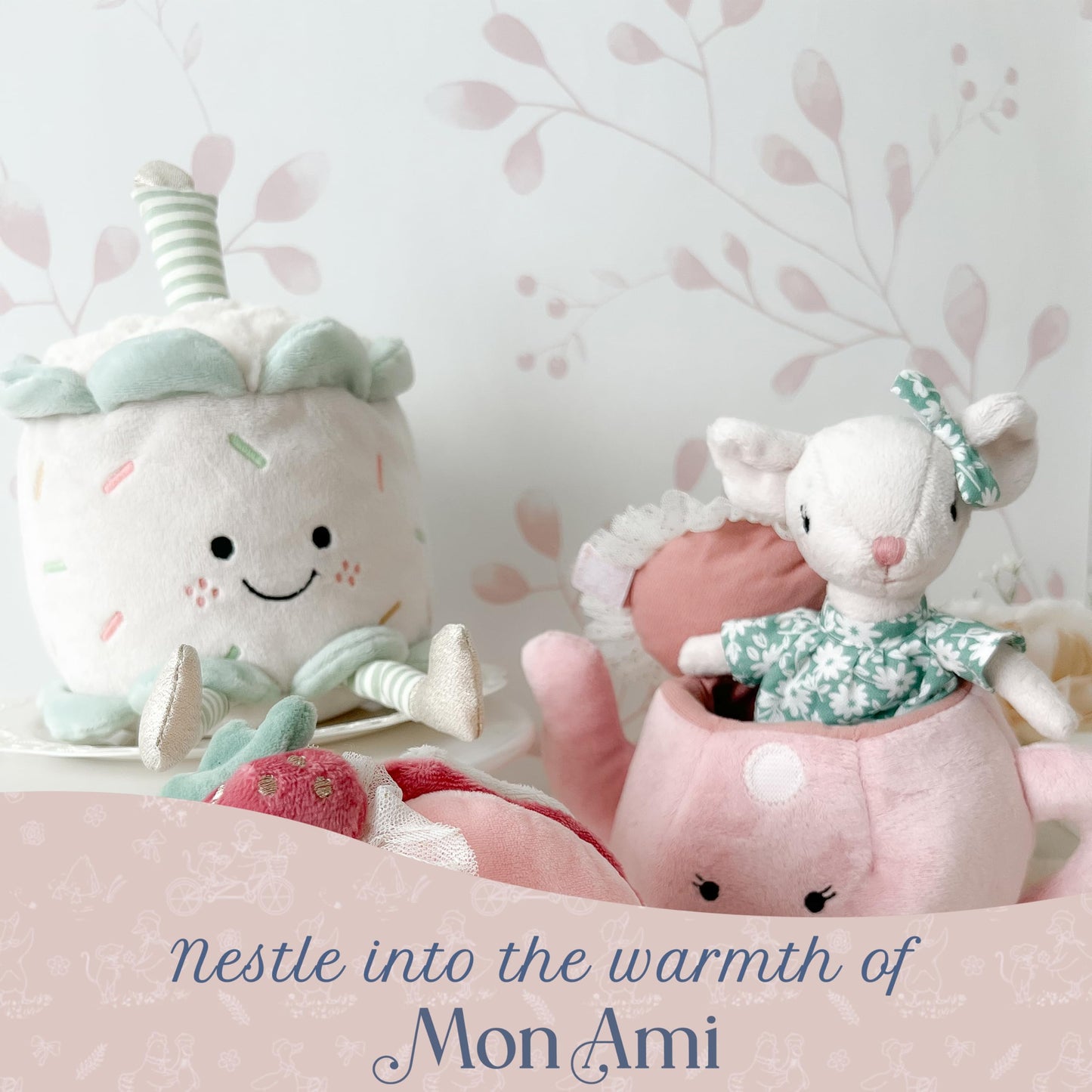 MON AMI Birthday Cake Plush Toy 5x7-Inch, Soft Dessert Stuffed Toy Gift