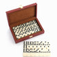 Strategyify Double 6 Dominoes Set with Spinners - 28 Ivory Tiles in Brown Leatherette Case, Classic Family Game for Adults, Portable Travel Gift Set