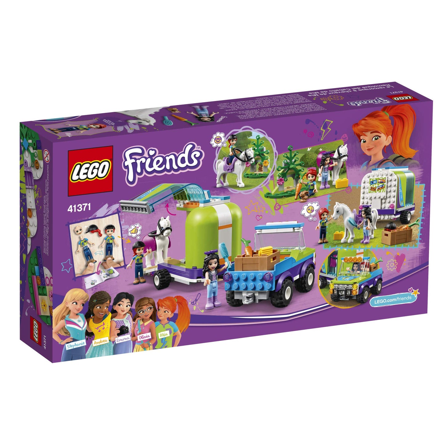LEGO Friends Mia's Horse Trailer 41371 Building Kit with Mia and Emma Mini Dolls Includes Toy Truck, Horse, and Rabbit for Creative Play (216 Pieces)