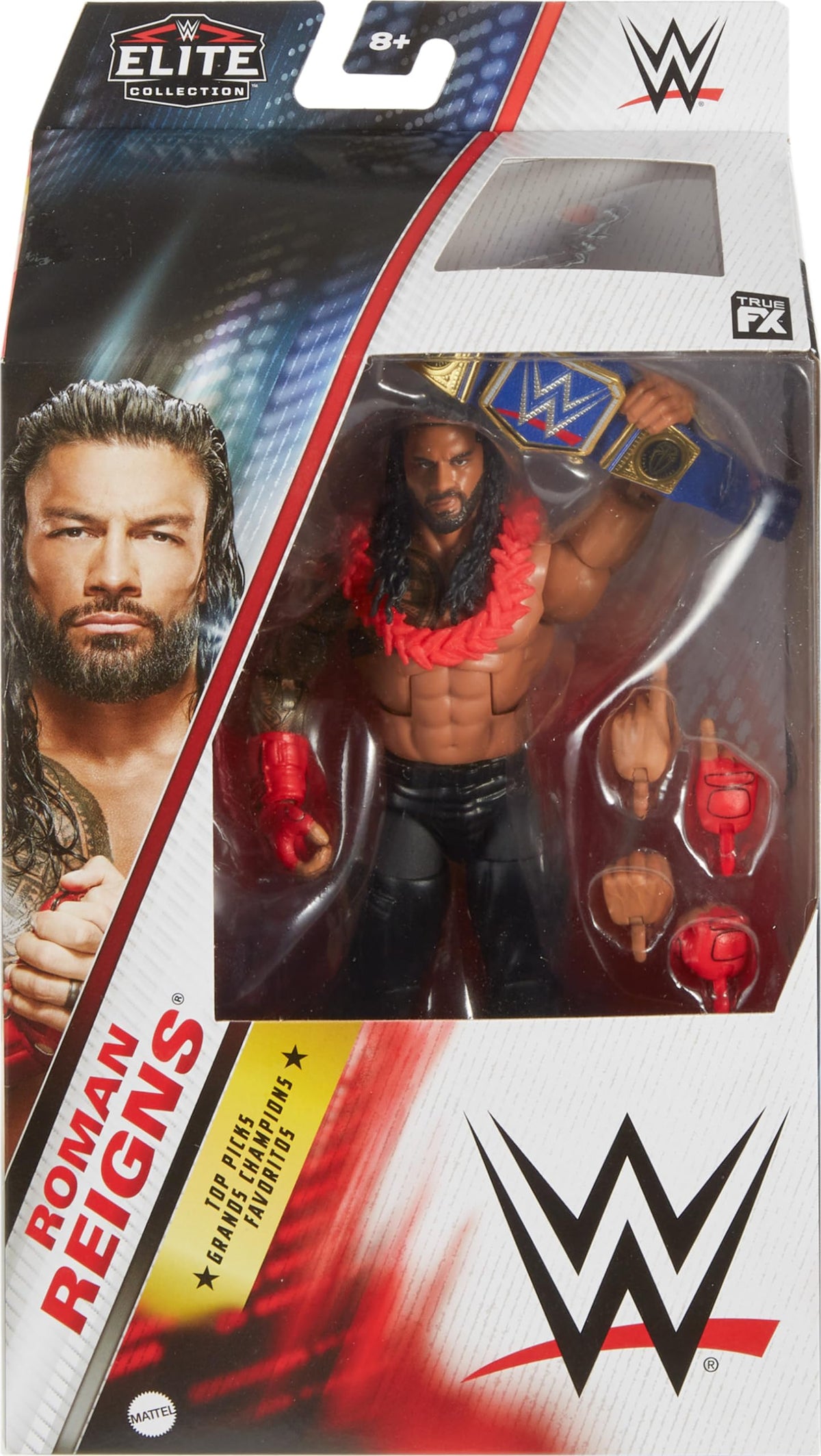 Mattel WWE Elite Collection Top Picks Action Figure & Accessories Set, Roman Reigns 6-inch Collectible with Swappable Hands, Ring Gear & 25