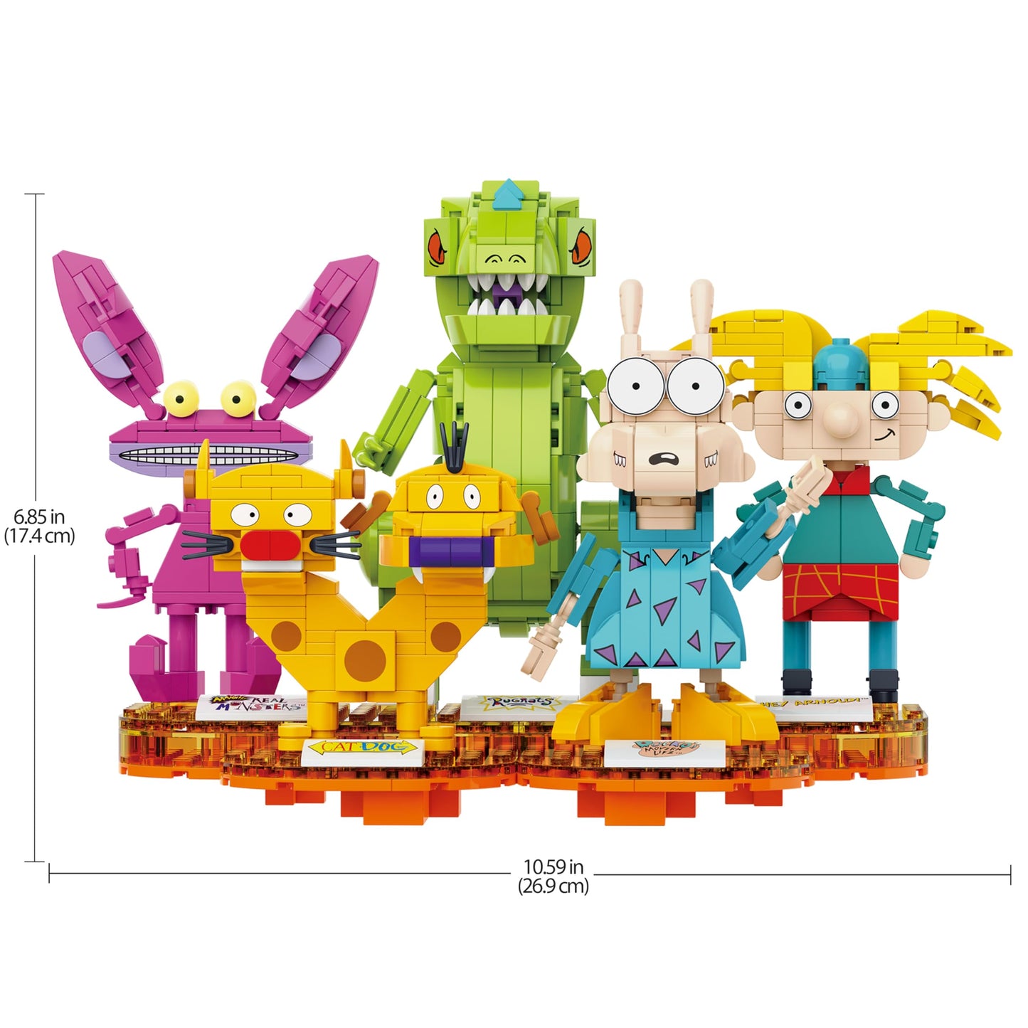 Brickcraft Nickelodeon 90s Brick Building Set 833-Piece Kit to Build Reptar, Arnold, Catdog, Ickis, Rocko Posable Figures for Display & Play Retro