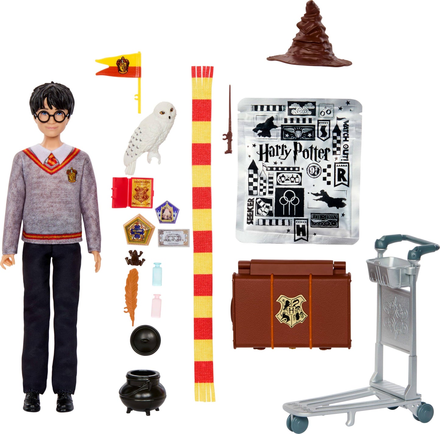 Mattel Harry Potter Toys, Platform 9¾ Journey to Hogwarts Doll Set with Fashion Doll, 17 Accessories & Slime, Inspired by the Movie