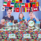 International World Flags Tableware Set, 142Pcs International Flags Decorations Plates and Napkins, Cups,Banner,Flags Tablecloth for Travel Trip