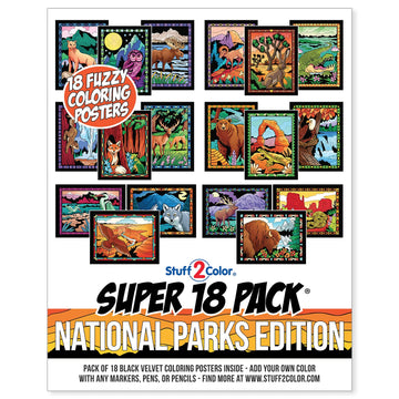 Super Pack of 18 Fuzzy Velvet Coloring Posters (National Parks Edition) - Great for Family Time, Arts & Crafts, Travel, At Home, Care Facilities [All