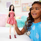 Barbie Fashionistas Doll #246 with Black Hair, Pink Leopard Print Strapless Dress with Accessories Like Tie Necklace and Boots