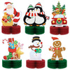 6 Pieces Christmas Table Decorations Honeycomb Centerpieces, Christmas 3D Honeycomb Table Decor, Santa Snowman Topper for Winter Holidays Dining Room