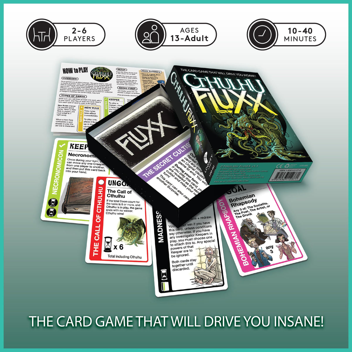 Looney Labs Cthulhu Fluxx Card Game - Dive into the Mysterious Cthulhu World, Fast-Paced Strategy for Fans & Mystery Lovers