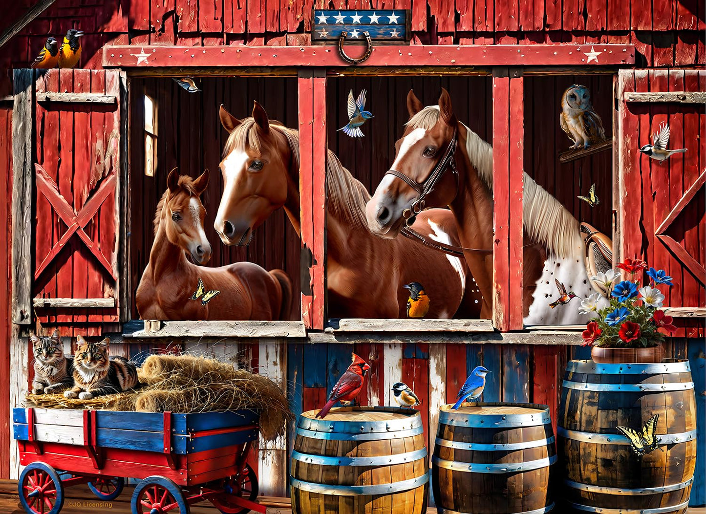 SUNSOUT INC - Horse Barn - 500 pc Large Piece Jigsaw Puzzle by Artist: JQ Licensing - Finished Size 18" x 24" - MPN# 71912