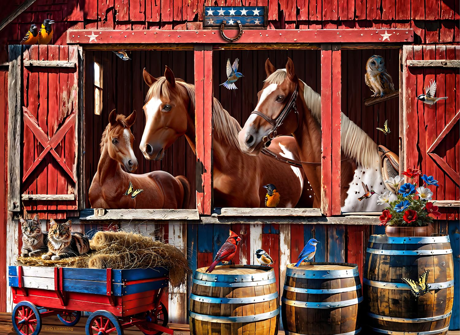 SUNSOUT INC - Horse Barn - 500 pc Large Piece Jigsaw Puzzle by Artist: JQ Licensing - Finished Size 18" x 24" - MPN# 71912