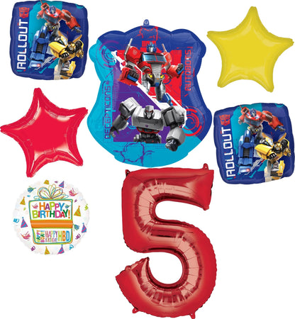 5th Birthday Party Supplies 7pc Transformer's Foil Balloons Decorations