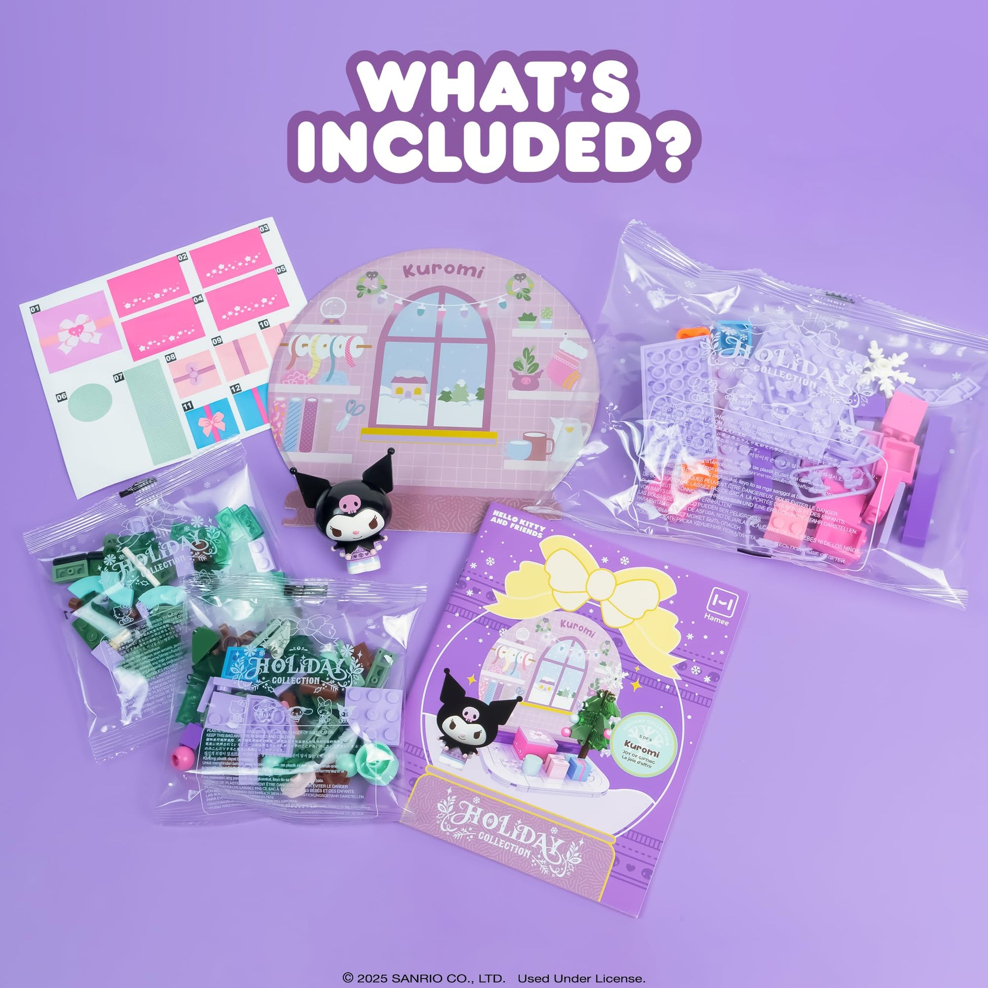 Hamee Sanrio Hello Kitty and Friends Holiday Collection Cute Building Blocks Figure Set - [Birthday Gift, Party Favor, Gift Basket Filler, Stress