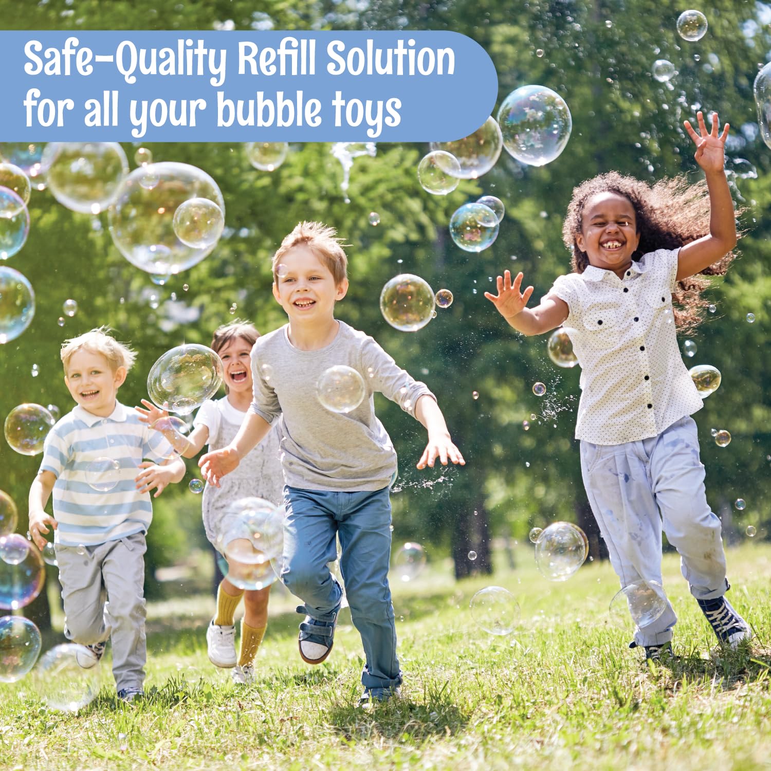 64 oz Iridescent Bubble Solution Refill | Non-Toxic Pre-Mix Bubble Refill Solution No Mixing or Measuring Required | Bubbles for Kids | Bubbles Bulk |