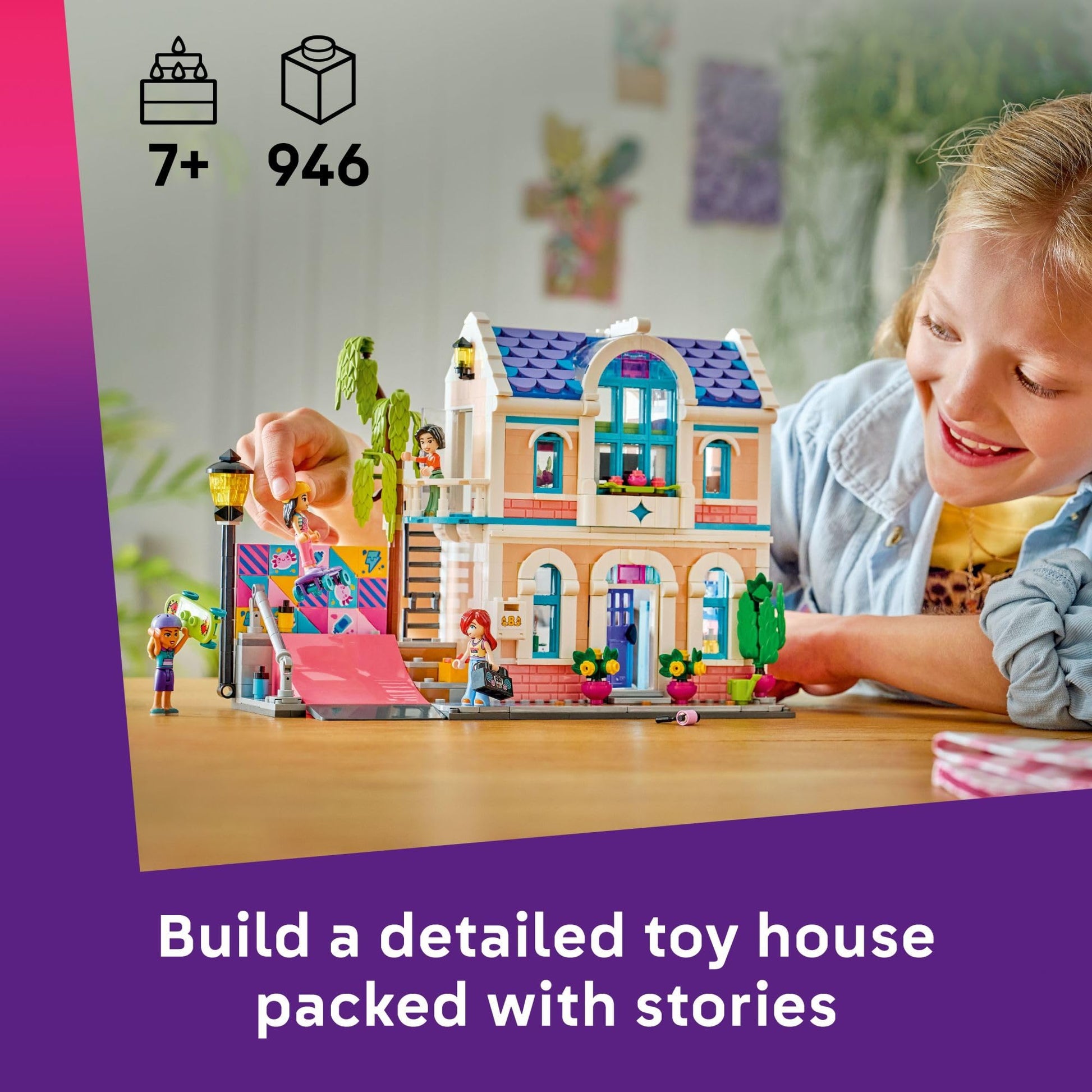 LEGO Friends Liann’s Family House Building Toy for Girls & Boys - Pretend Play Set for Kids, Ages 7+ - W/4 Minidolls, 2 Toy Pet Figures, & Doll House