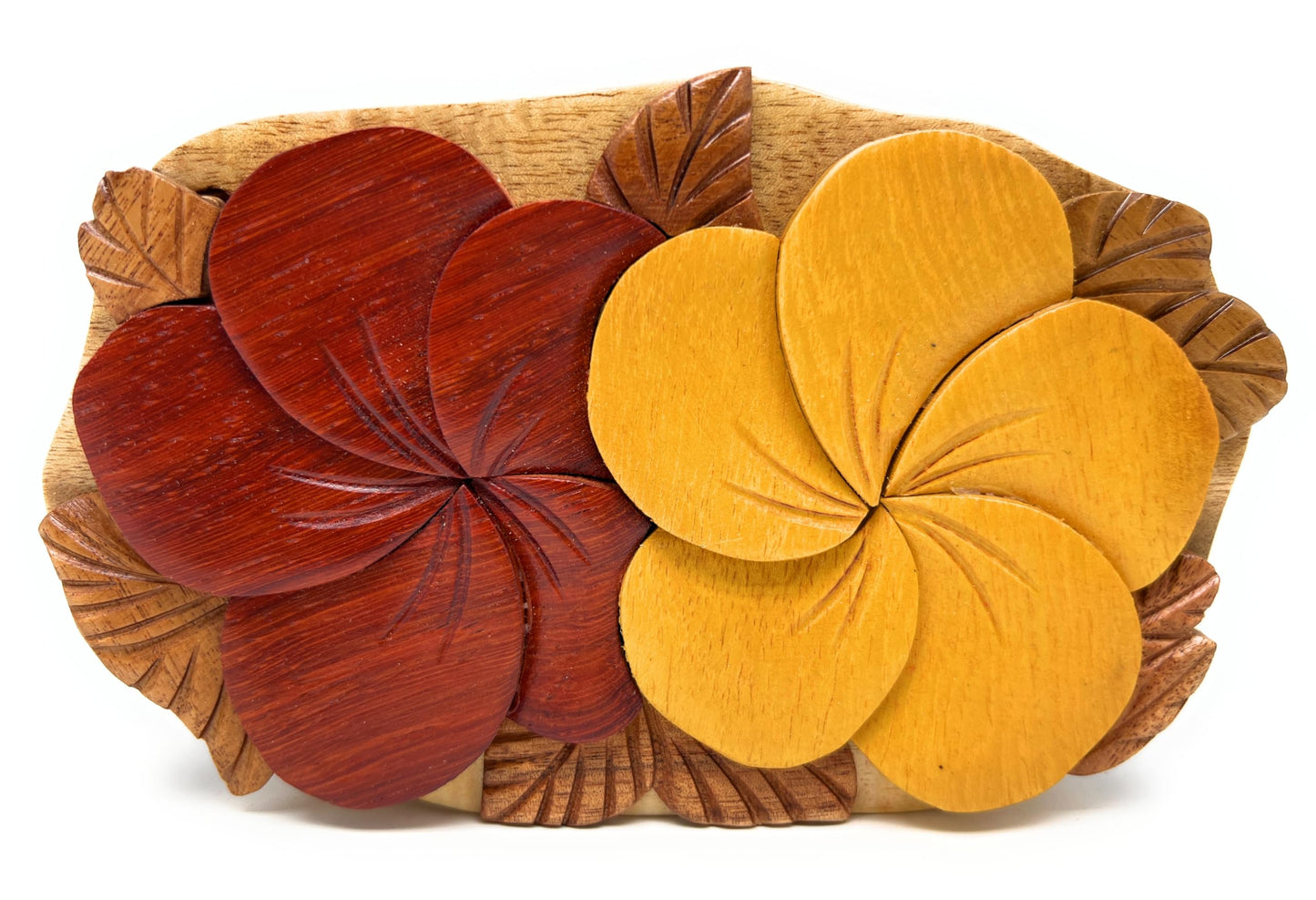 Floral Harmony, the Handcrafted Intarsia Hand Carved Wood Trinket/Jewelry Box