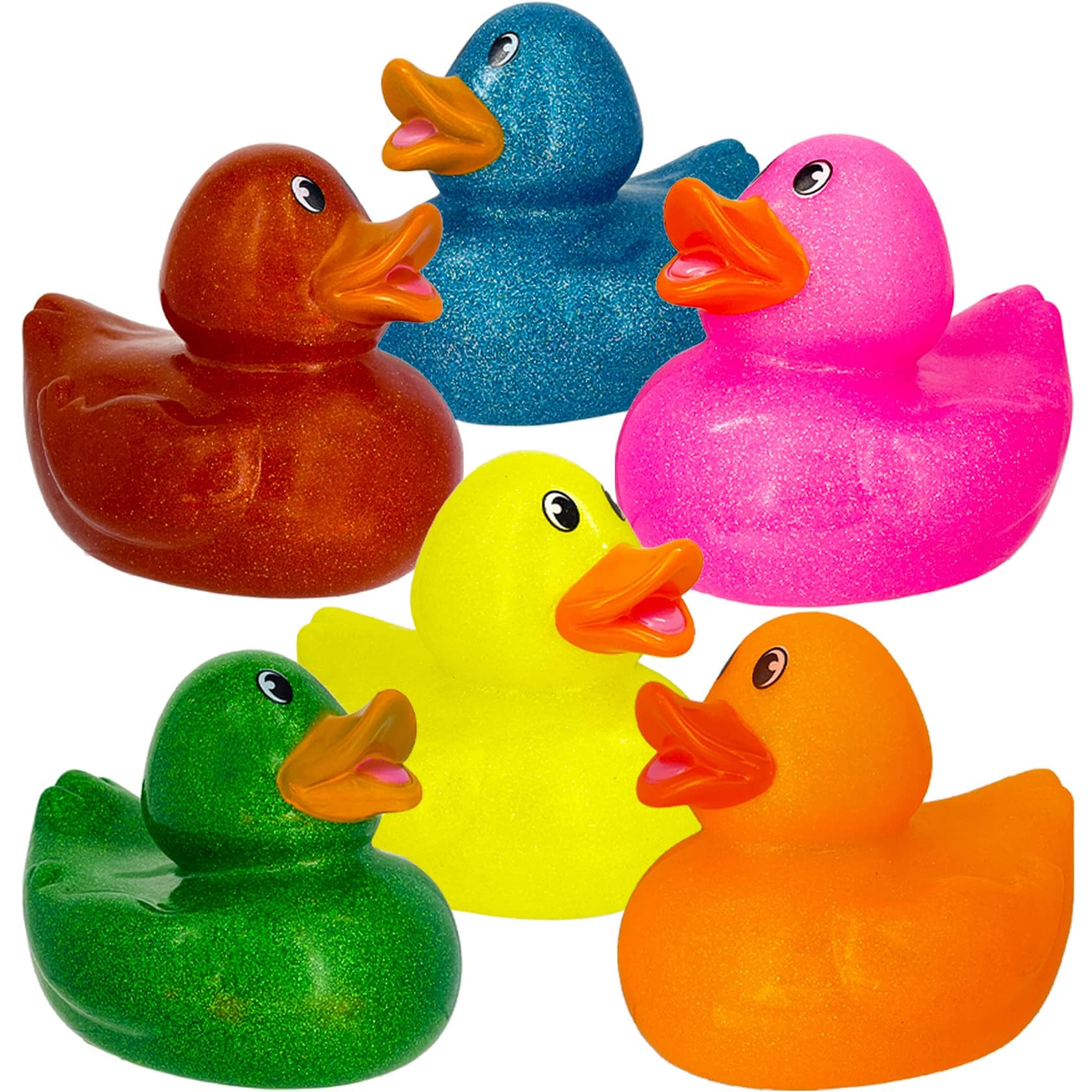 The Dreidel Company Giant Glitter Rubber Duck Toy with Sound Assortment Duckies for Kids, Bath Birthday Gifts Baby Showers Summer Beach and Pool