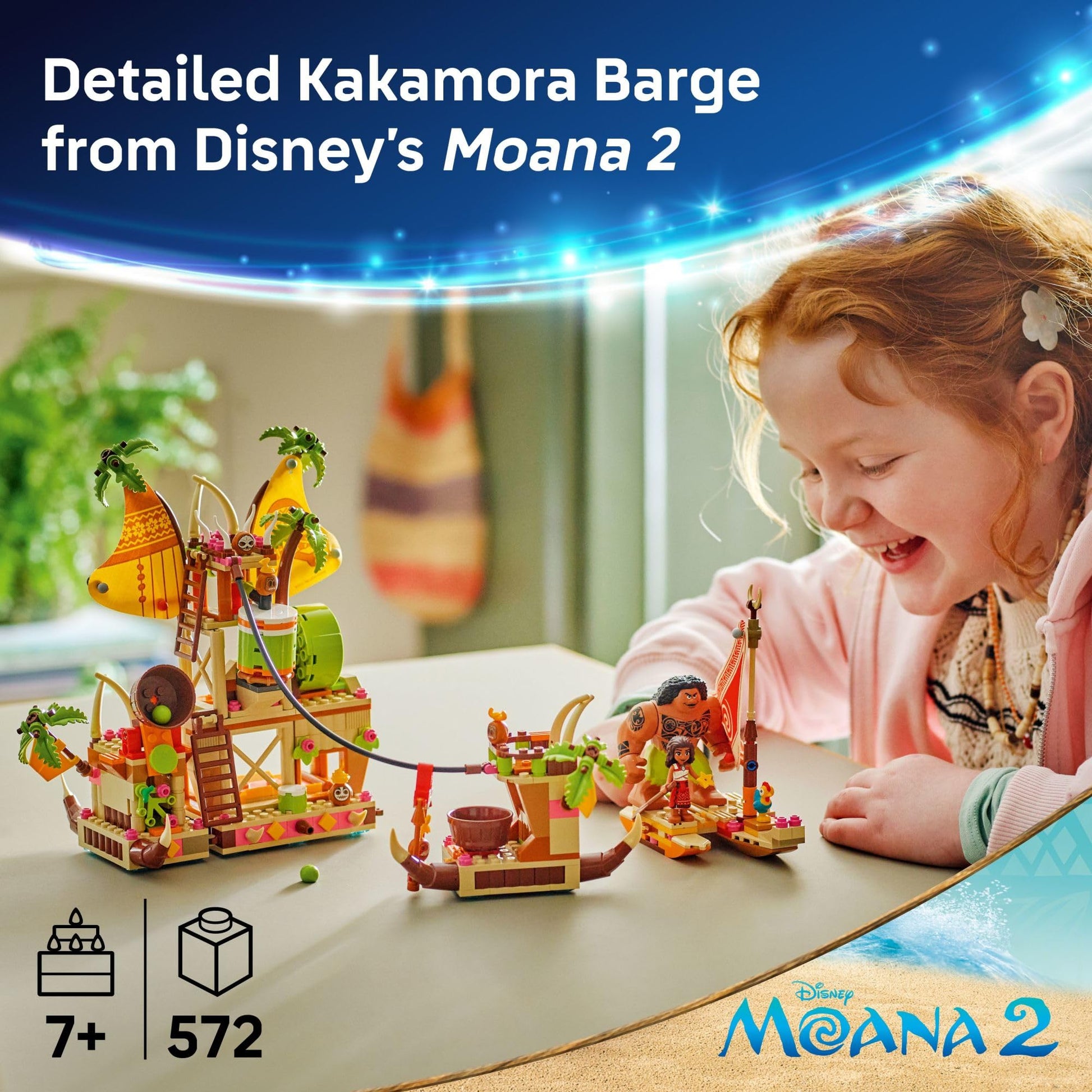 LEGO Disney Moana 2 Kakamora Barge Kids Toy - Pretend Play Building Set for Boys and Girls, Ages 7+ - 9 Characters, Including Moana, Maui, Kotu,