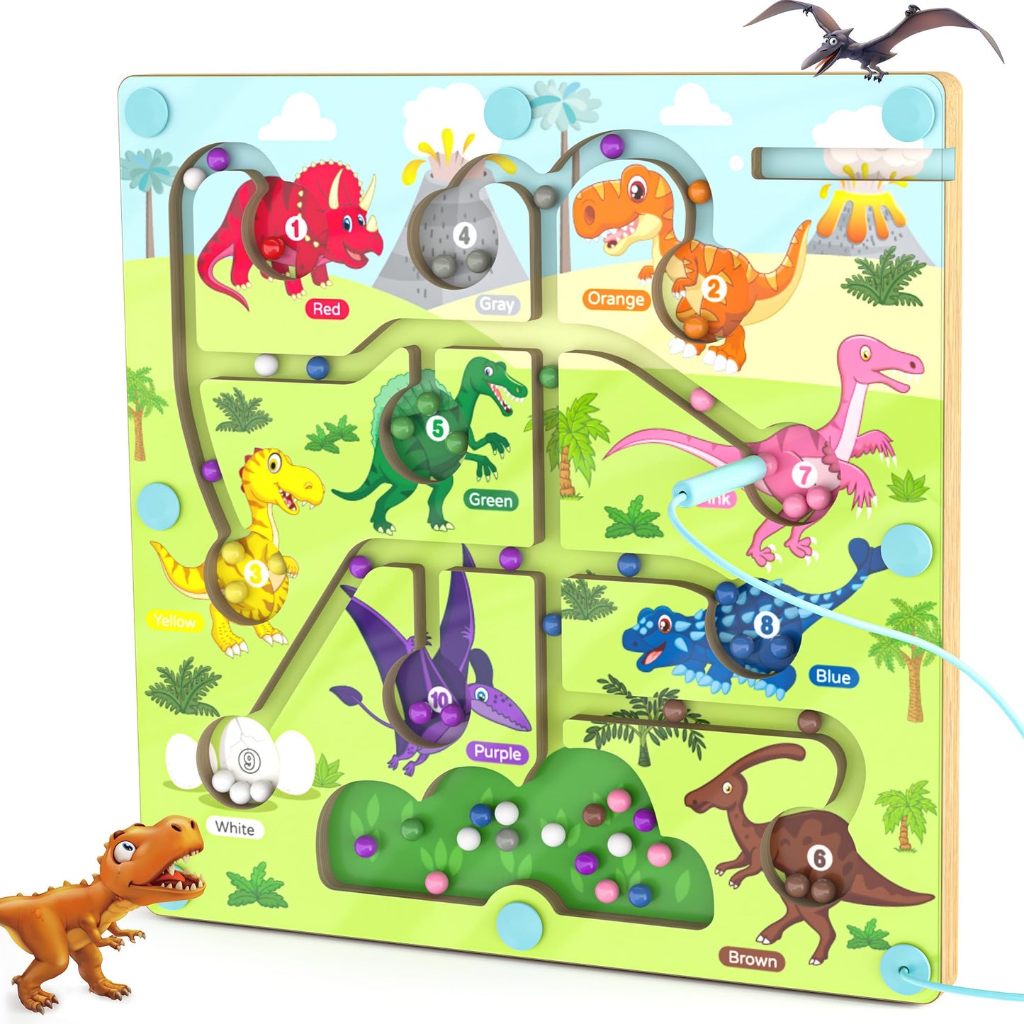 Magnetic Color and Number Maze, Montessori Busy Toys for 3 4 5 Year Old, Wooden Puzzle Activity Board, Learning Educational Toddler Toy for Kids 3 4 5
