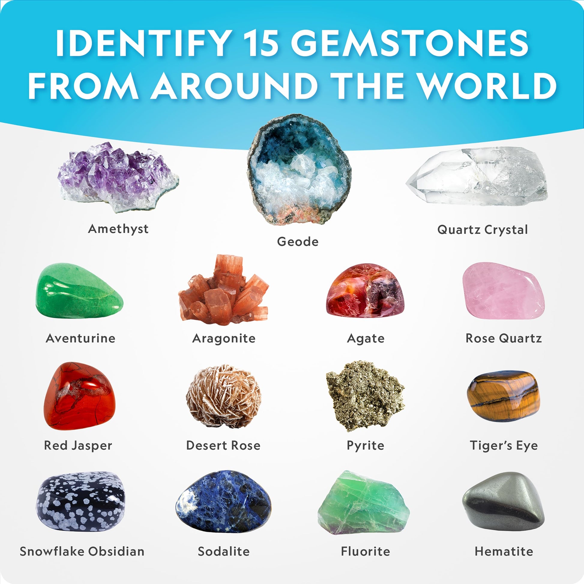 NATIONAL GEOGRAPHIC Mega Gemstone Dig Kit - Dig Up 15 Real Gemstones and Crystals, Science Kit for Kids, Gem Digging Kit, Gift for Girls and Boys