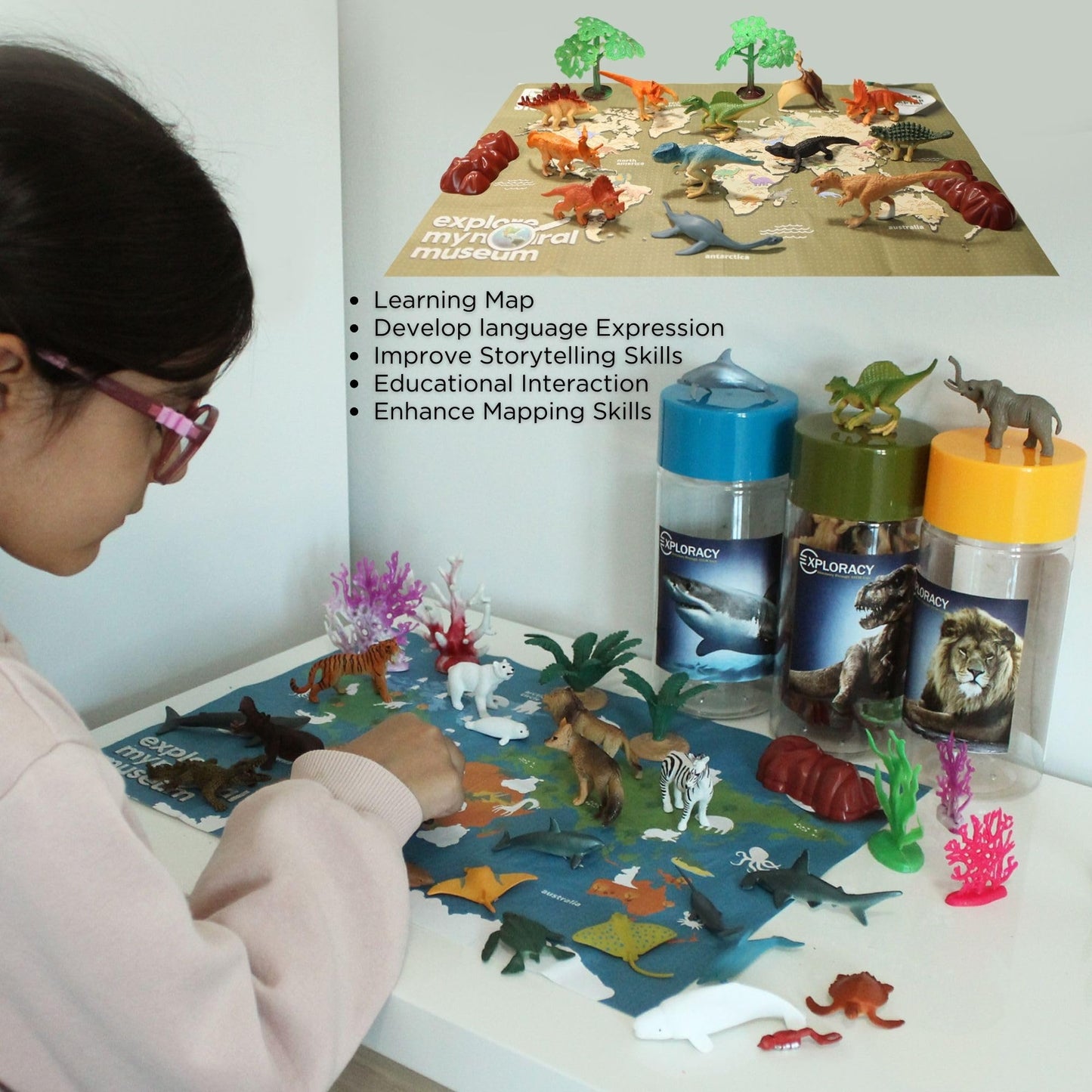 EXPLORACY 12 Mini Dinosaur Toys for Kids - Realistic T-Rex & Dino Figurines Playset for Toddlers Collectible Bath Animal Toys Sensory Bin Party Favors