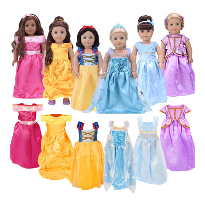 American 18 inch Doll Clothes Accessories -6Sets Different Princess Costume